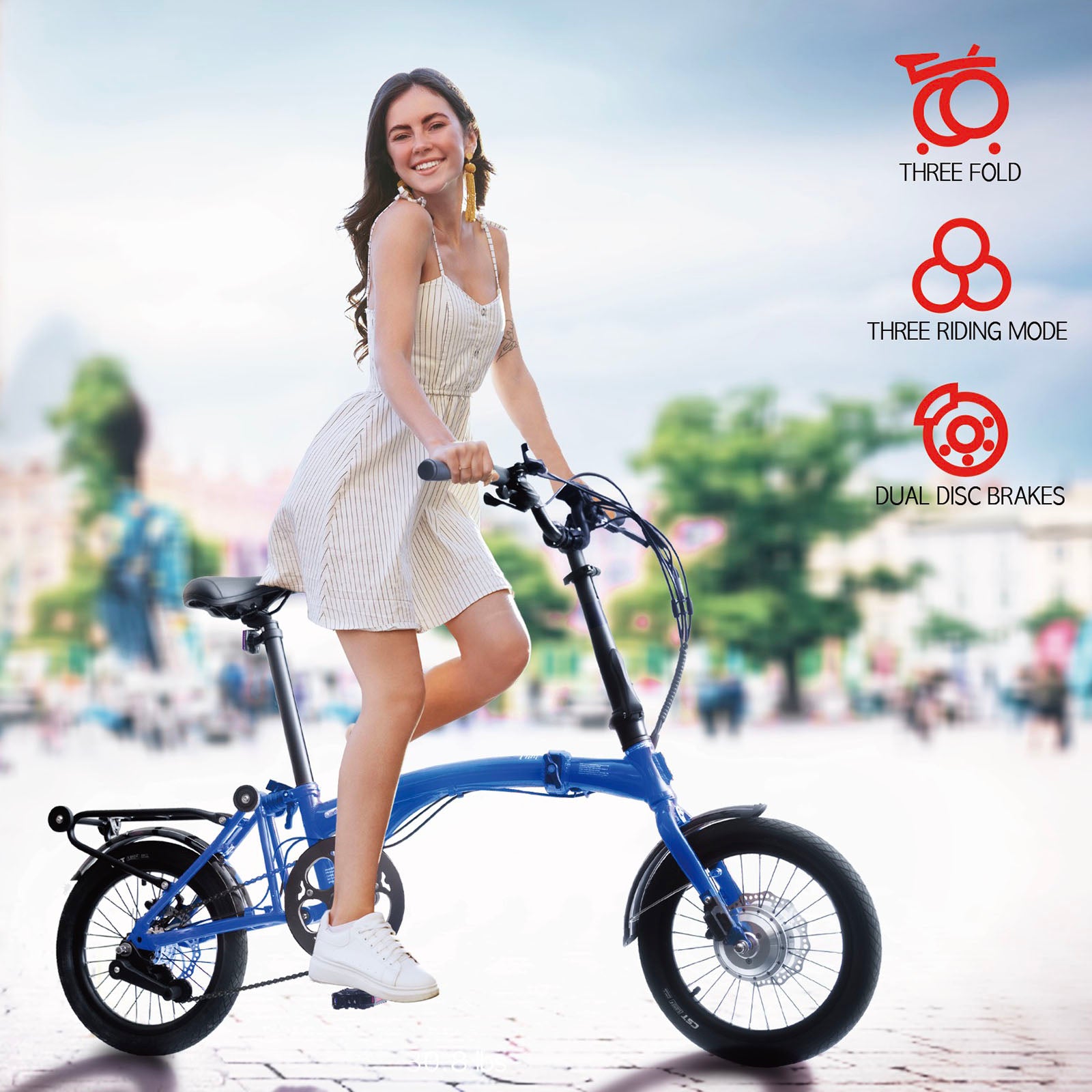 IGOGOMI ALPS 3 folding 7-Speed  Electric Bicycles (Blue)