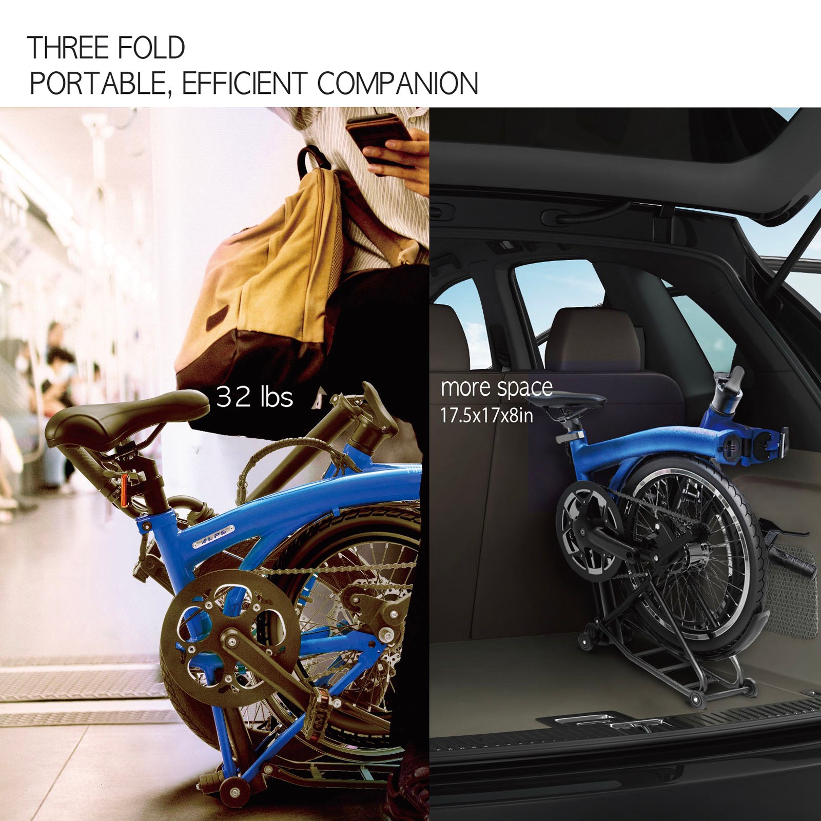 IGOGOMI ALPS 3 folding 7-Speed  Electric Bicycles (Blue)