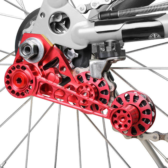 Bike Chain Guide Tensioner, 10T Bike Single Speed Aluminum Chain Tensioner Wear-Resistant Rear Derailleur Chain Tensioner(red)