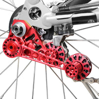 Bike Chain Guide Tensioner, 10T Bike Single Speed Aluminum Chain Tensioner Wear-Resistant Rear Derailleur Chain Tensioner(red)
