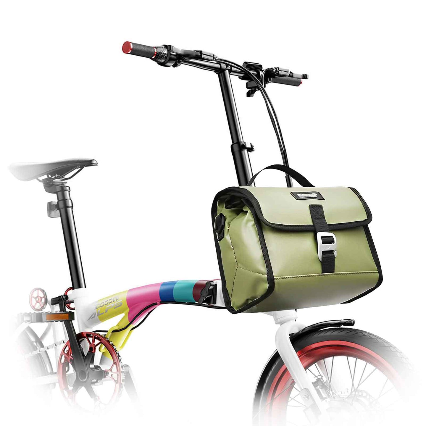 Bike Handlebar Bag,Cooler Storage Pouch, Bike Basket Bag,Bike Front Bag Insulated ,Water Proof Adjustable Capacity 4 to 7L,for Outdoor Picnic Insulation Bag,Commuter Lunch Warmer Pack(for 5-speed )