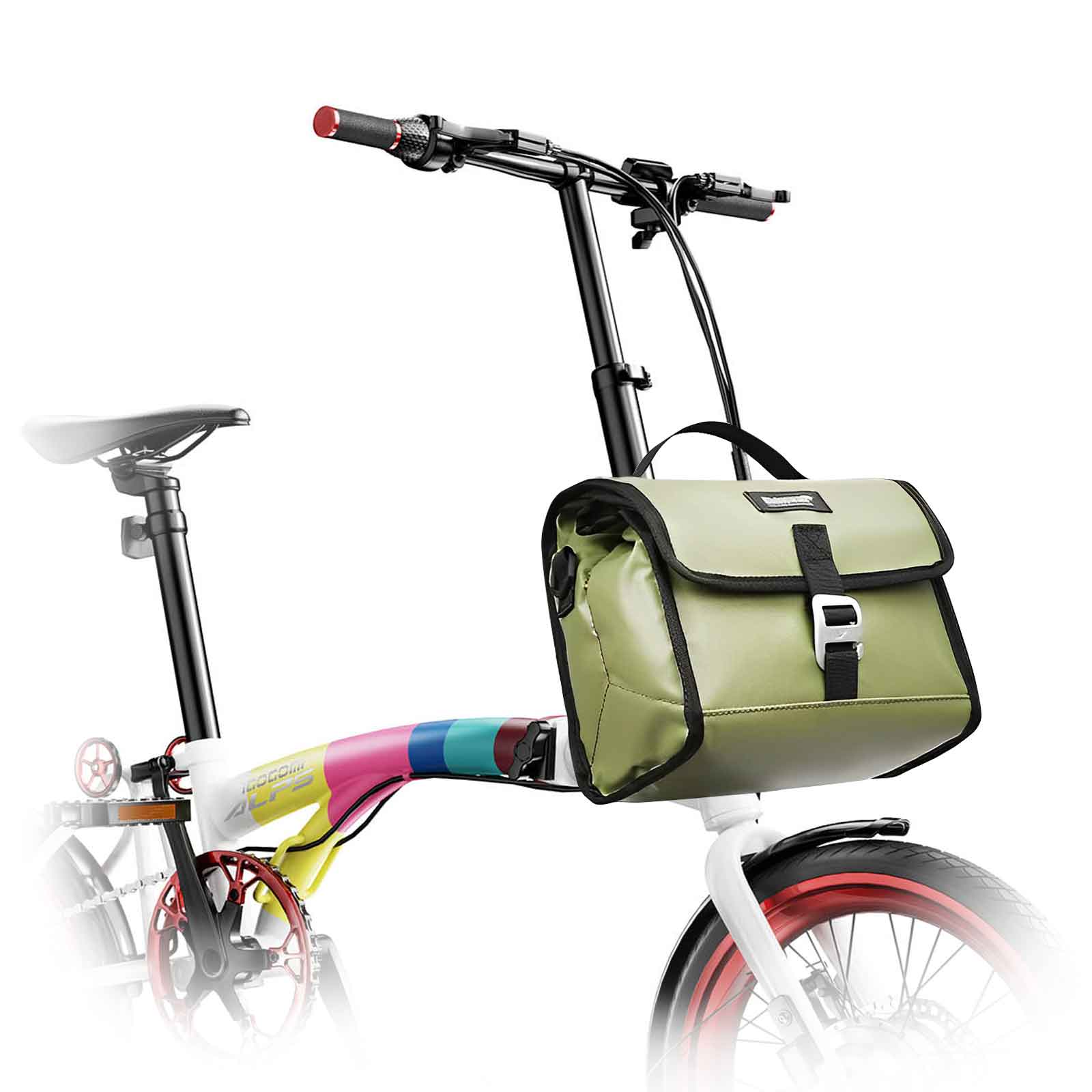 Bike Handlebar Bag,Cooler Storage Pouch, Bike Basket Bag,Bike Front Bag Insulated ,Water Proof Adjustable Capacity 4 to 7L,for Outdoor Picnic Insulation Bag,Commuter Lunch Warmer Pack(for 5-speed )