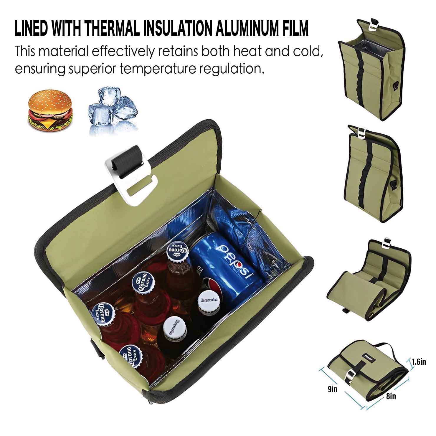 Bike Handlebar Bag,Cooler Storage Pouch, Bike Basket Bag,Bike Front Bag Insulated ,Water Proof Adjustable Capacity 4 to 7L,for Outdoor Picnic Insulation Bag,Commuter Lunch Warmer Pack(for 5-speed )