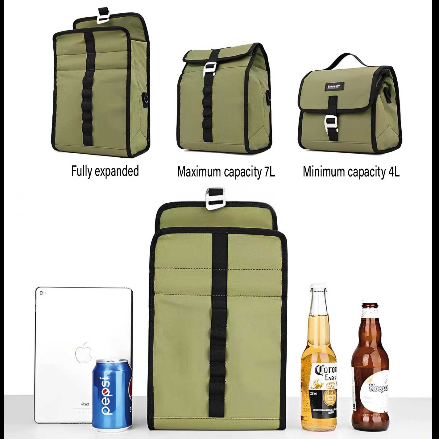 Bike Handlebar Bag,Cooler Storage Pouch, Bike Basket Bag,Bike Front Bag Insulated ,Water Proof Adjustable Capacity 4 to 7L,for Outdoor Picnic Insulation Bag,Commuter Lunch Warmer Pack(for 5-speed )