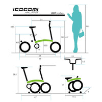 IGOGOMI ALPS  3 folding 3-Speed Electric Bicycles (green)   open box