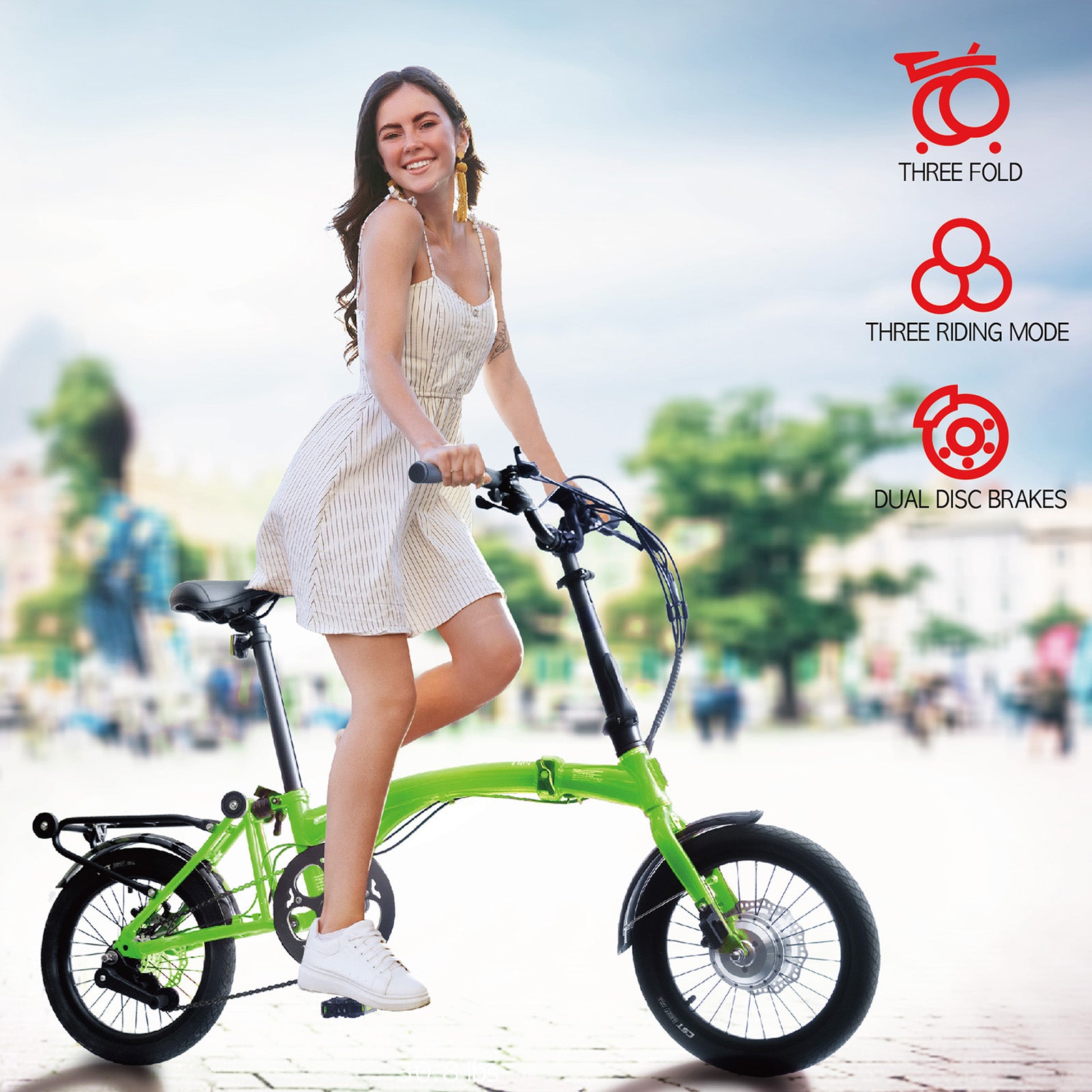 IGOGOMI ALPS  3 folding 3-Speed Electric Bicycles (green)   open box