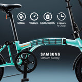 IGOGOMI ALPS 3 folding 7-Speed Electric Bicycles (ice blue)