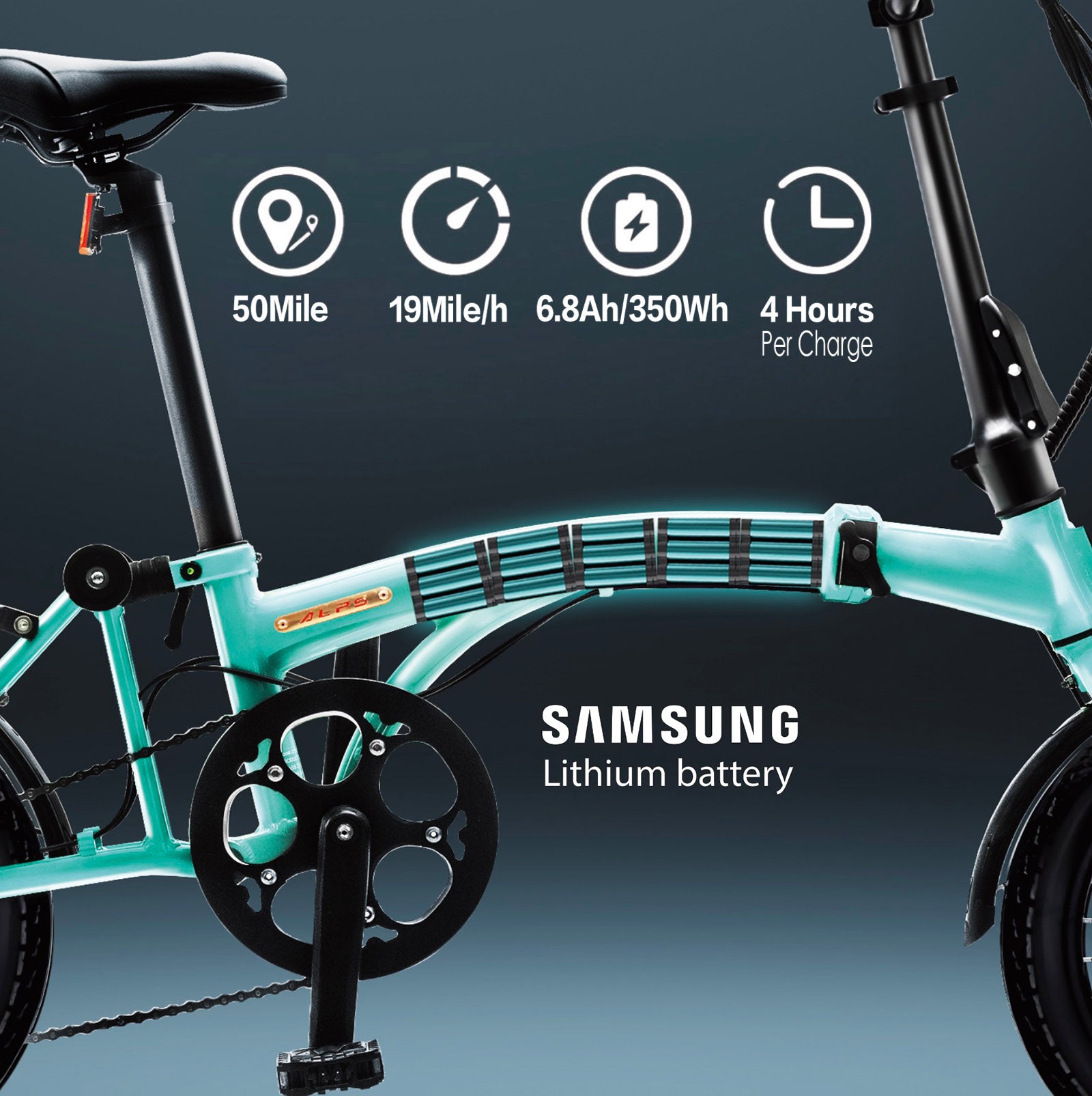 IGOGOMI ALPS 3 folding 7-Speed Electric Bicycles (ice blue)