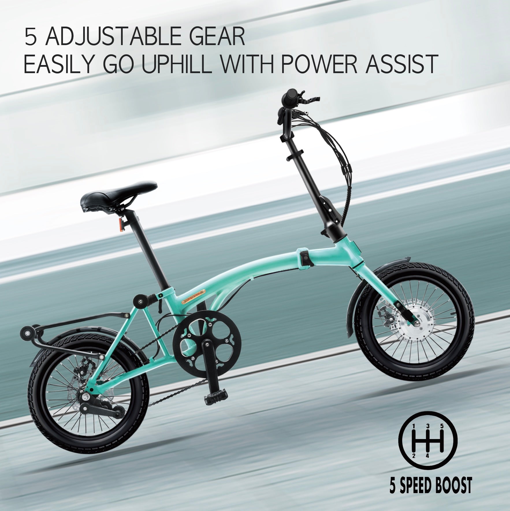 IGOGOMI ALPS 3 folding 7-Speed Electric Bicycles (ice blue)
