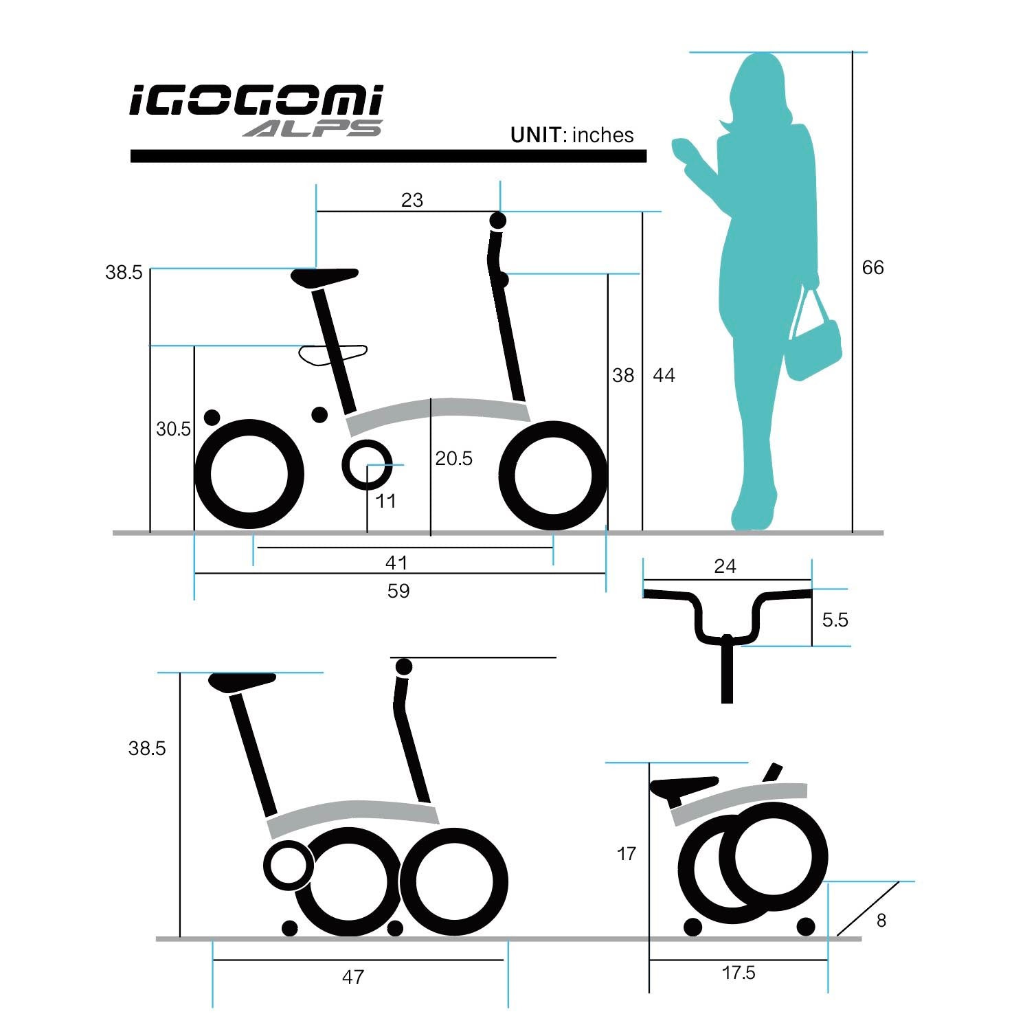 IGOGOMI Alps 3 folding 7-Speed Electric Bicycles(Silver)