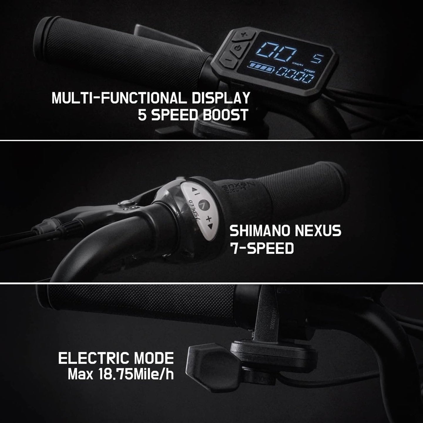 IGOGOMI Alps 3 folding 3-Speed Electric Bicycles （Black）open  box