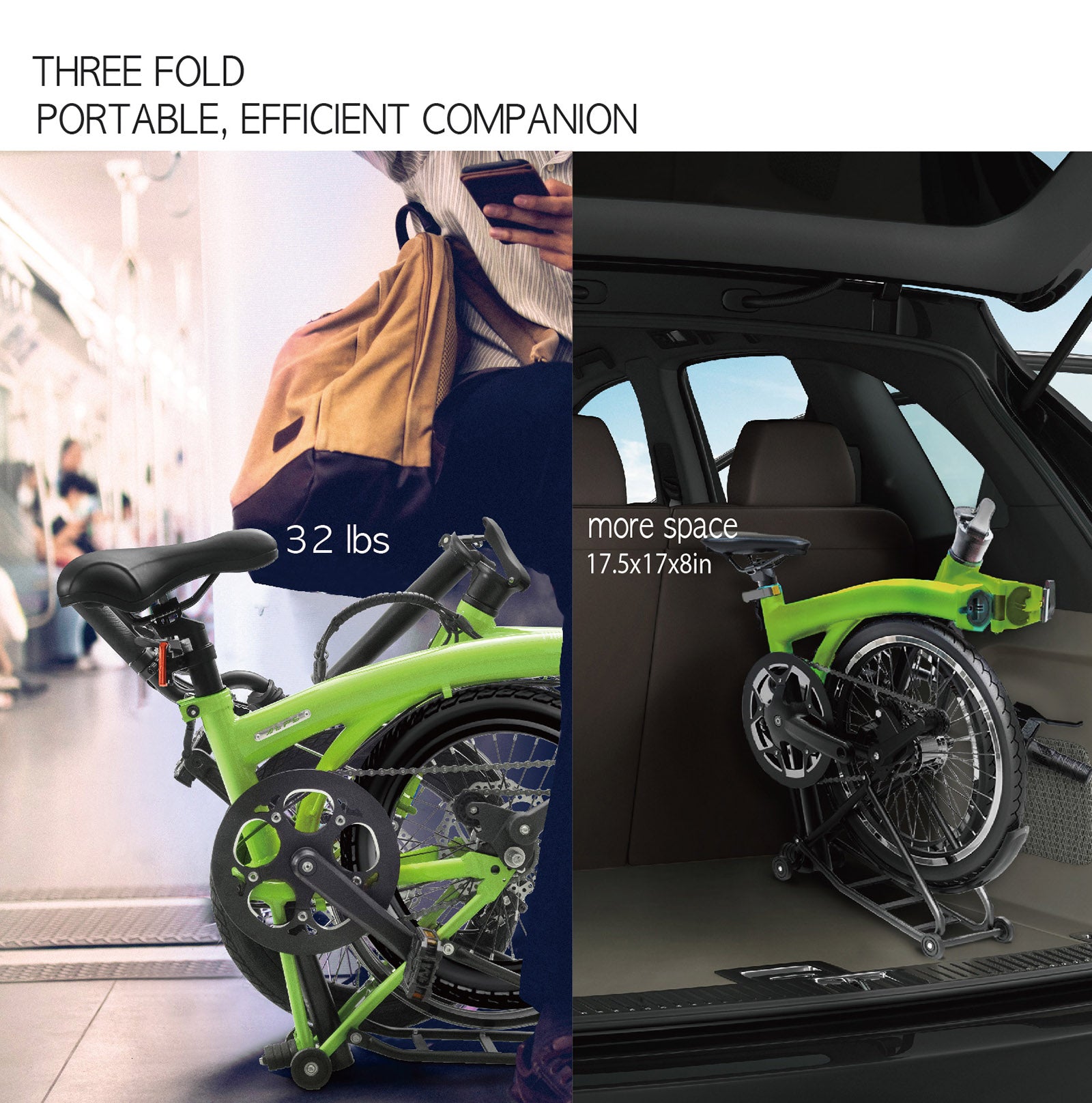 IGOGOMI ALPS  3 folding 3-Speed Electric Bicycles (green)   open box
