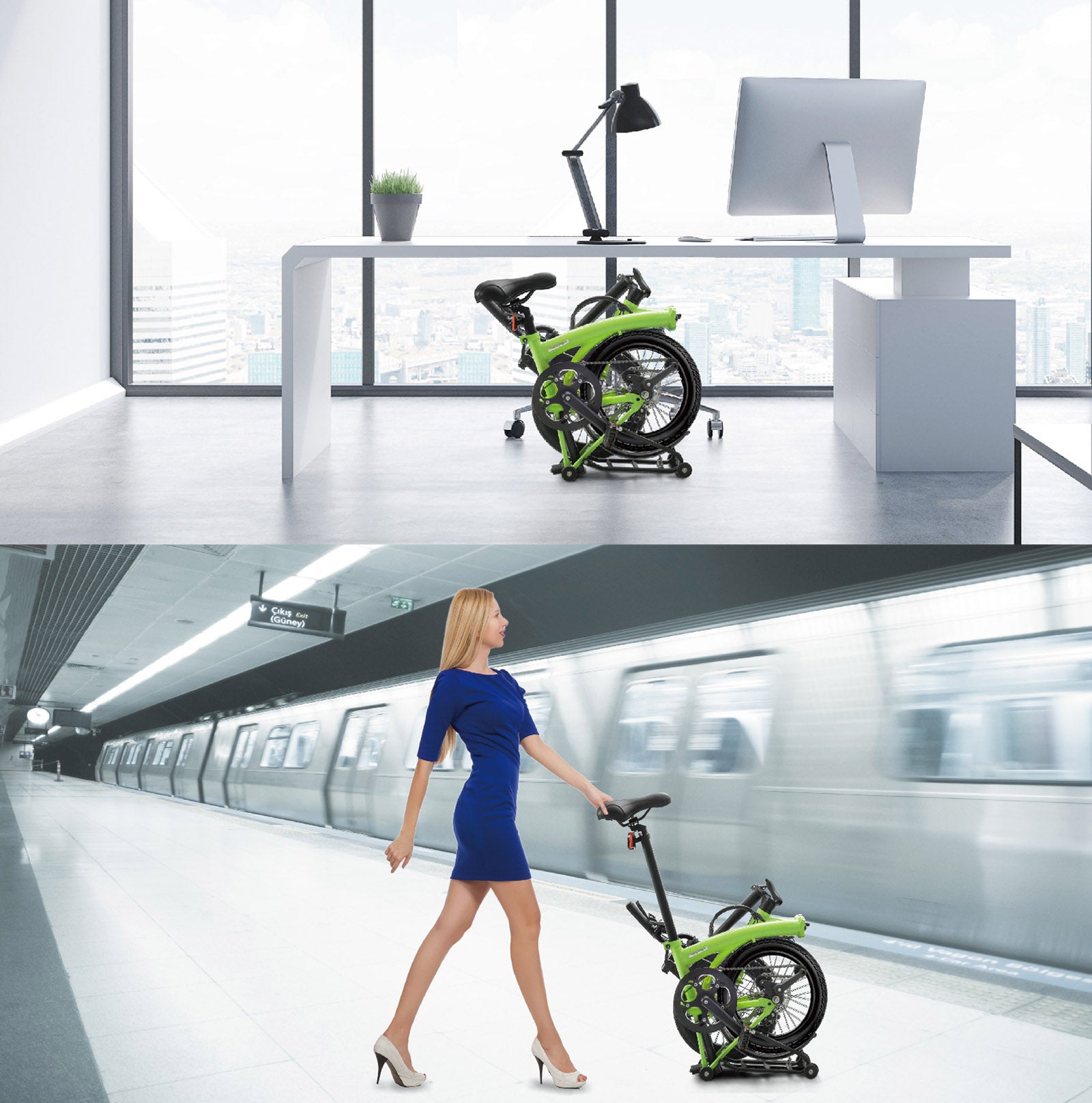 IGOGOMI ALPS  3 folding 3-Speed Electric Bicycles (green)   open box