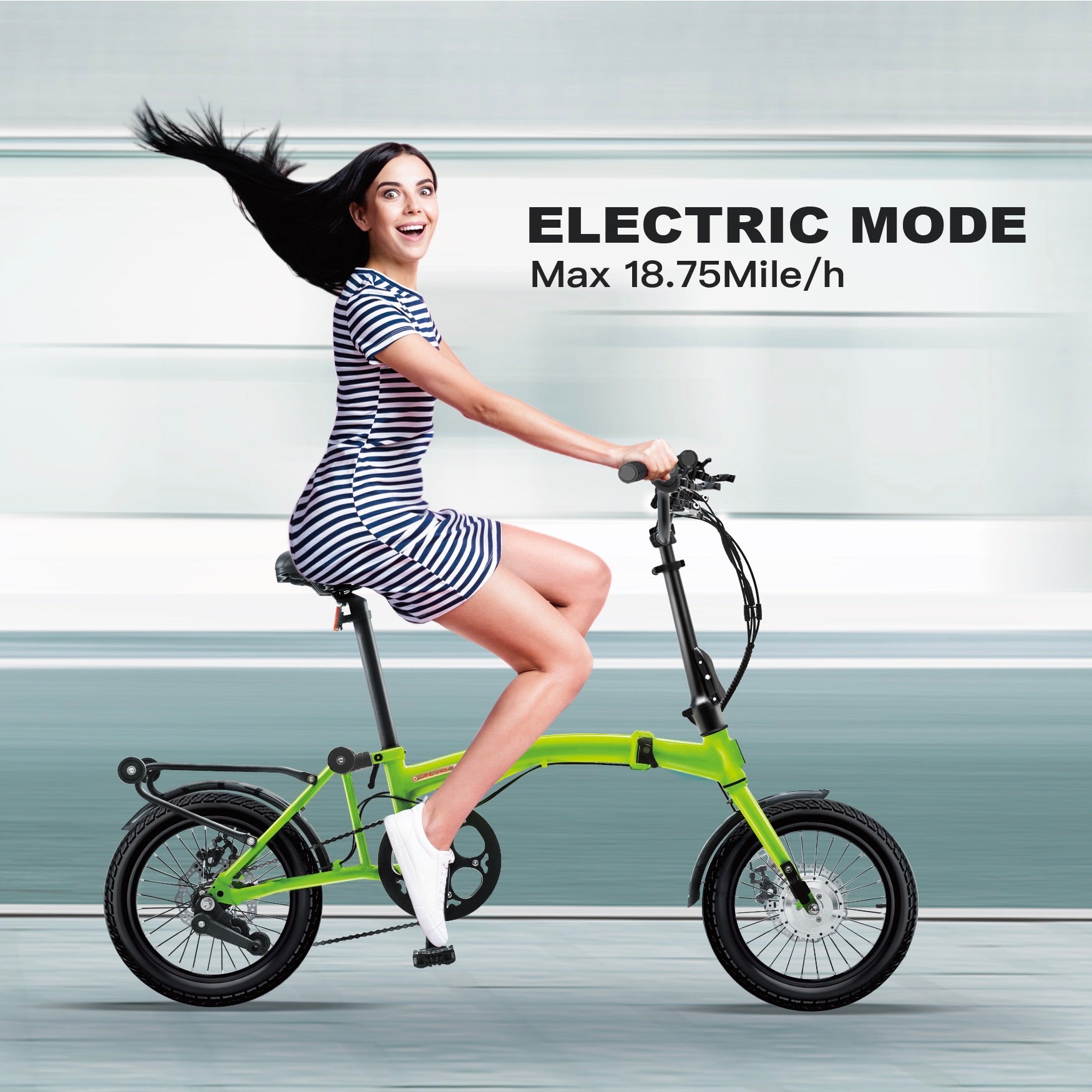 IGOGOMI ALPS  3 folding 3-Speed Electric Bicycles (green)   open box